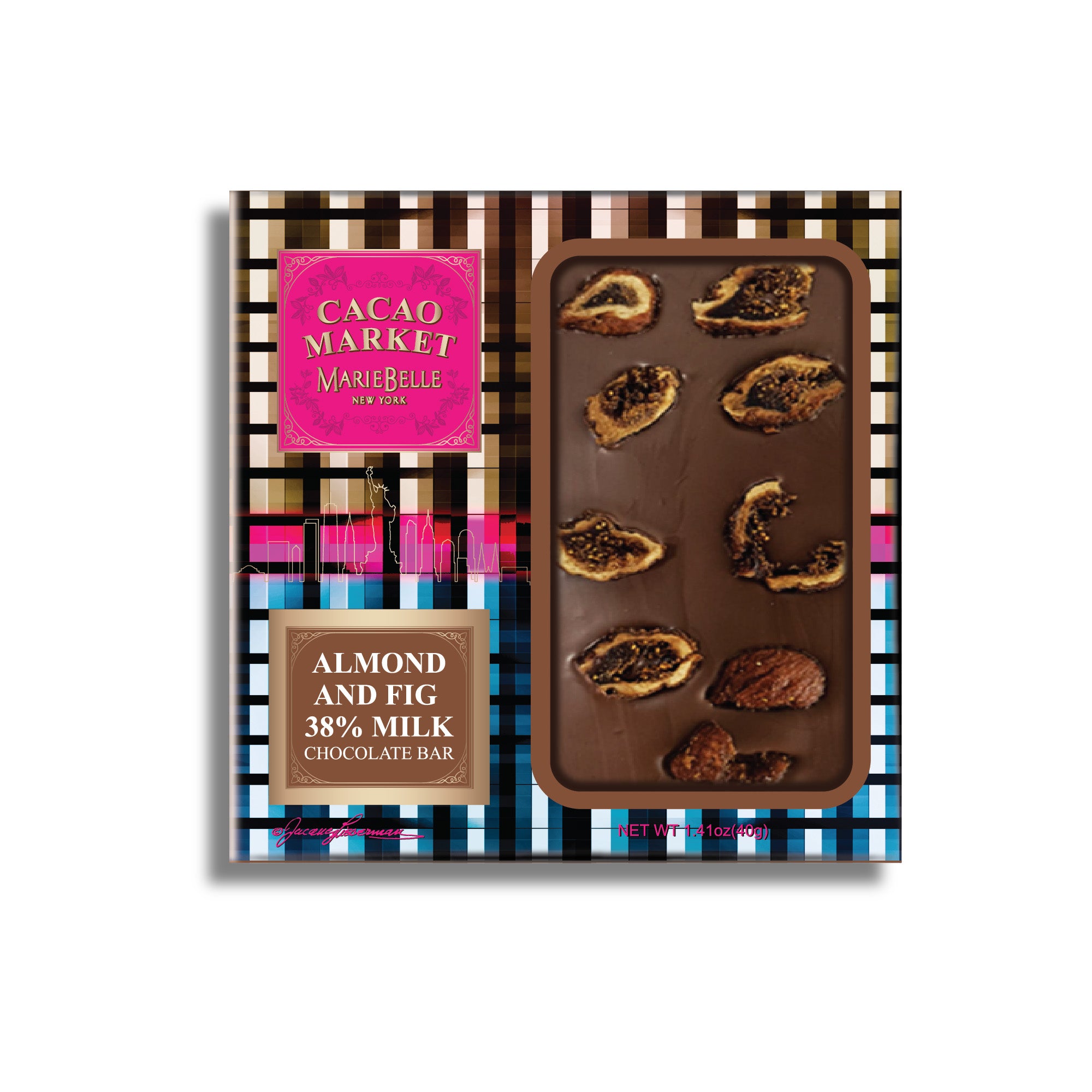 40g Cacao Market • 38% Milk Chocolate Bar with Cinnamon Almonds & Figs