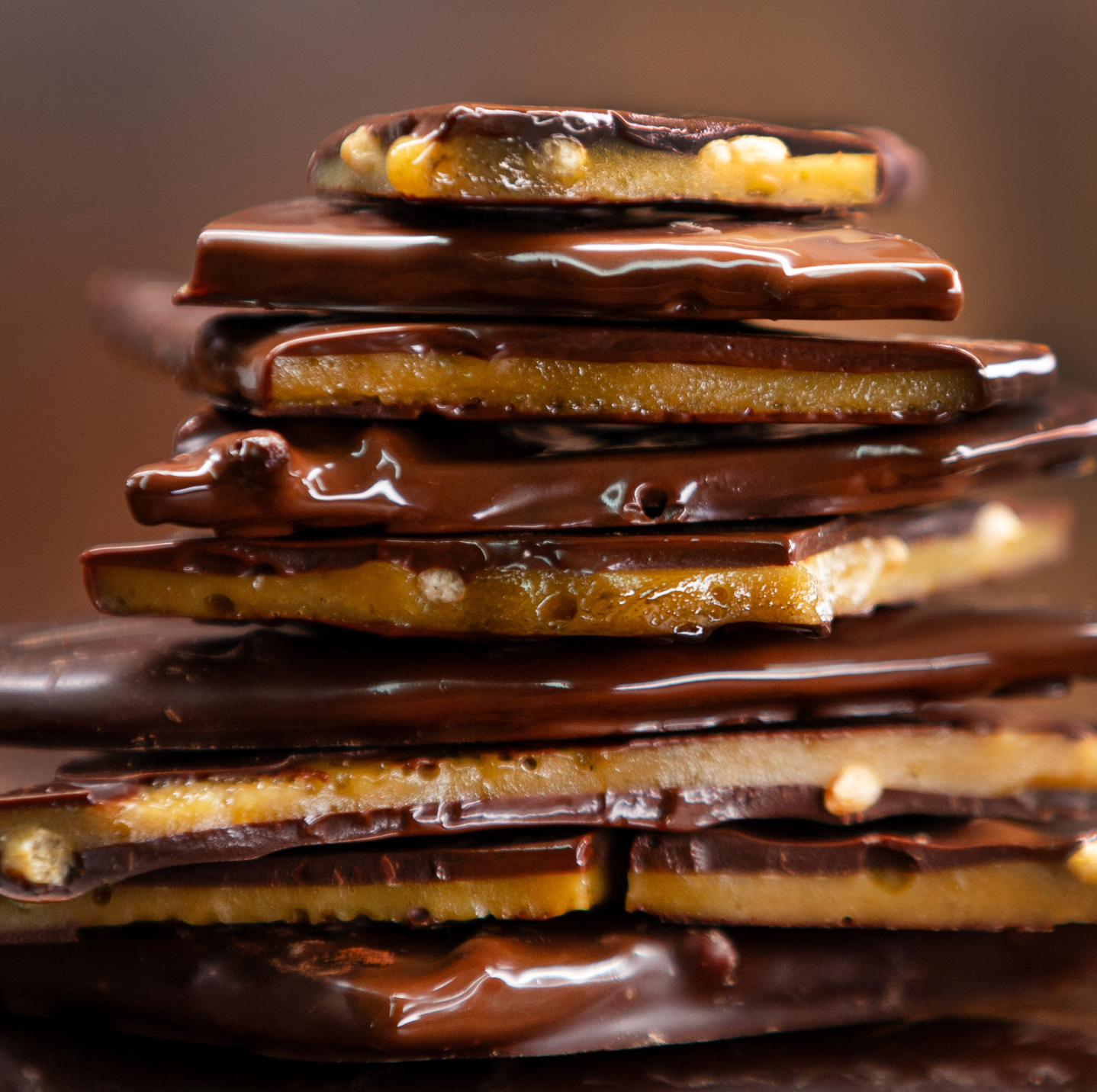 Dark Chocolate Crispy Toffee Upclose