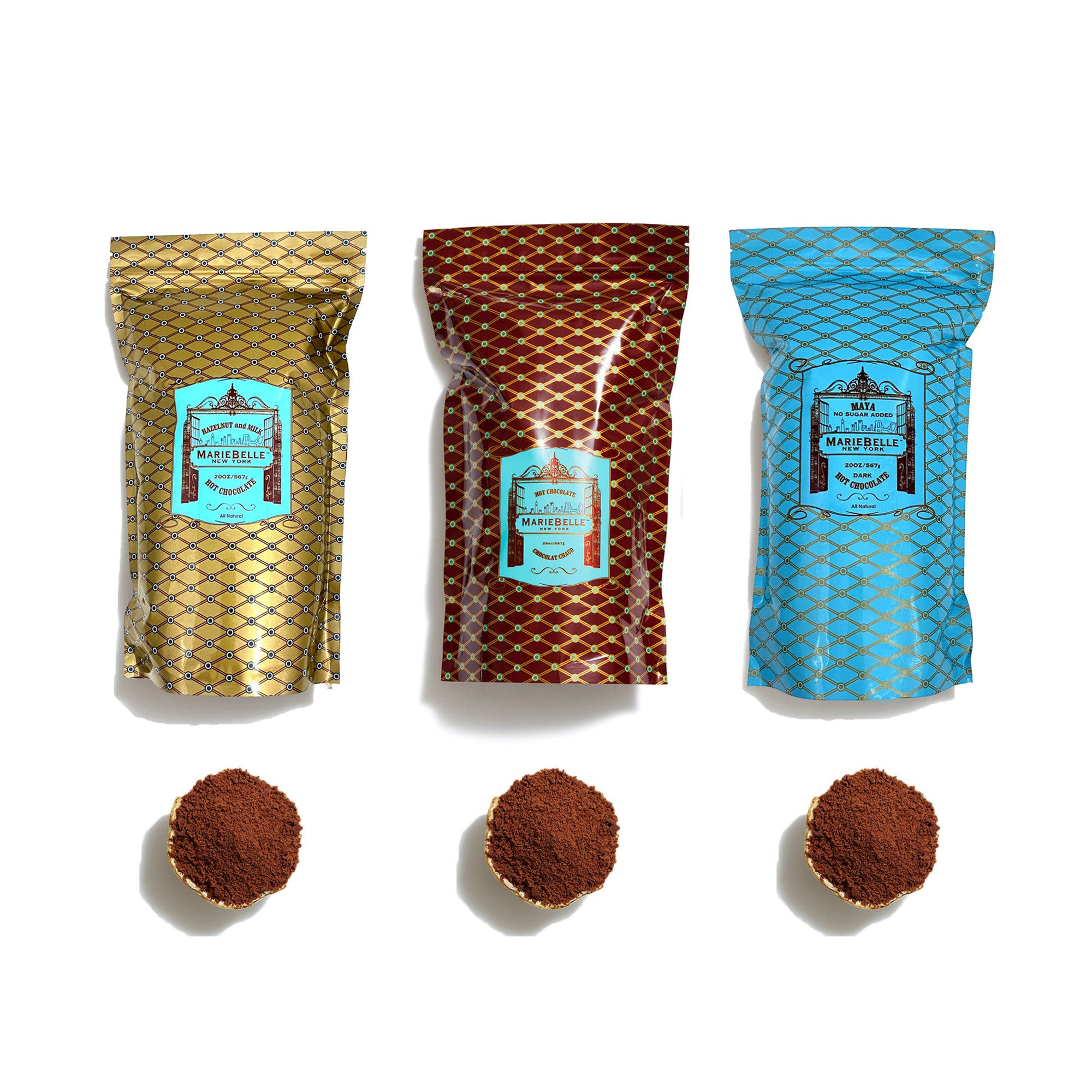 Hot Chocolate Sampler Trio - 20oz Refill Bags Itemized