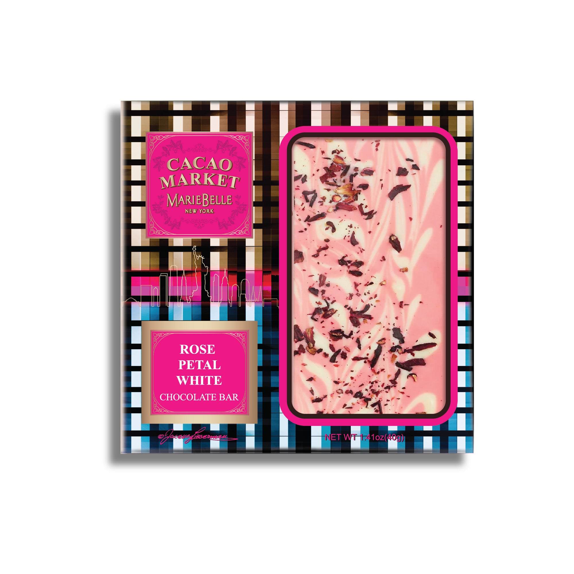 40g Cacao Market • White Chocolate Bar with Rose Petals – MarieBelle