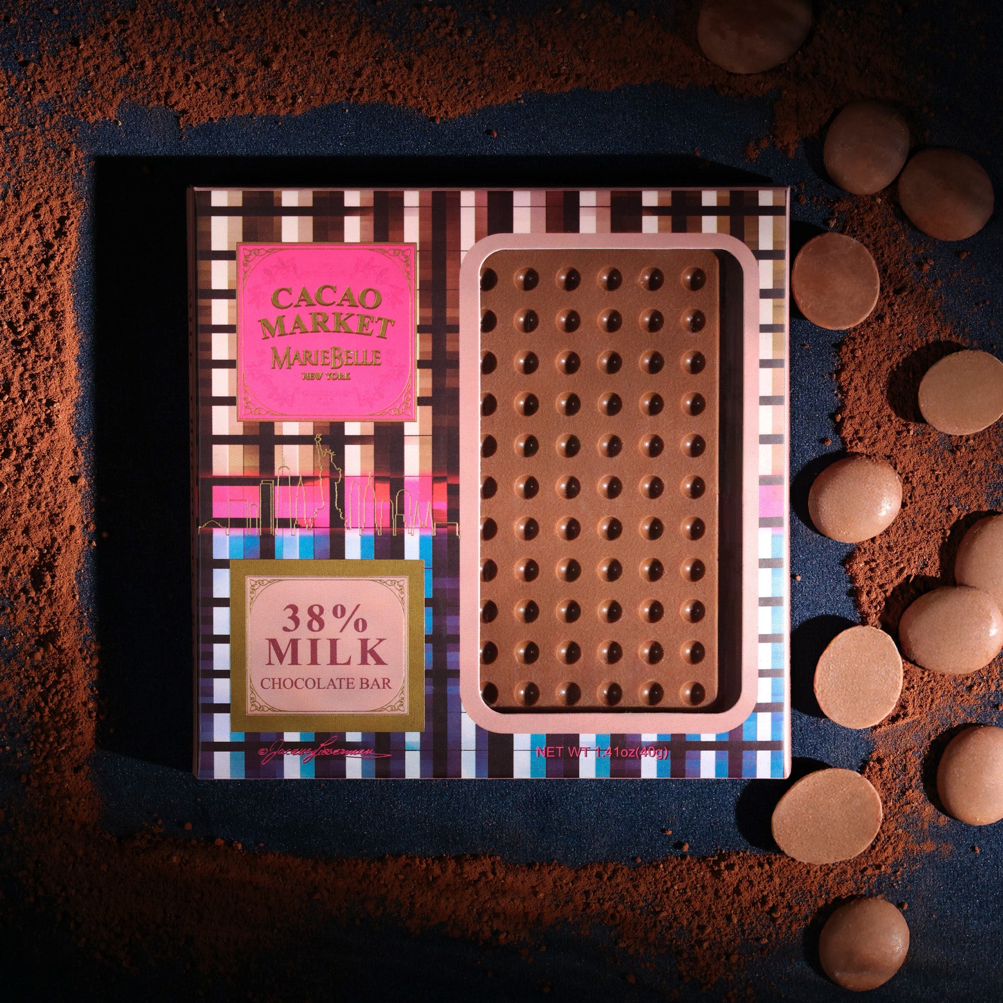 40g Cacao Market • 38% Milk Chocolate Bar – MarieBelle