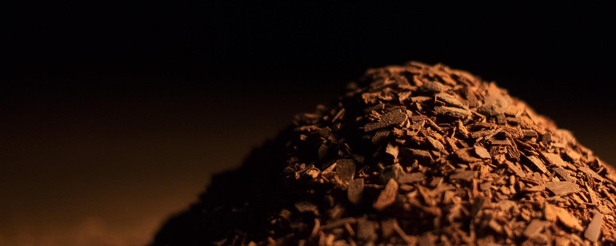 Cacao nibs in a pile.