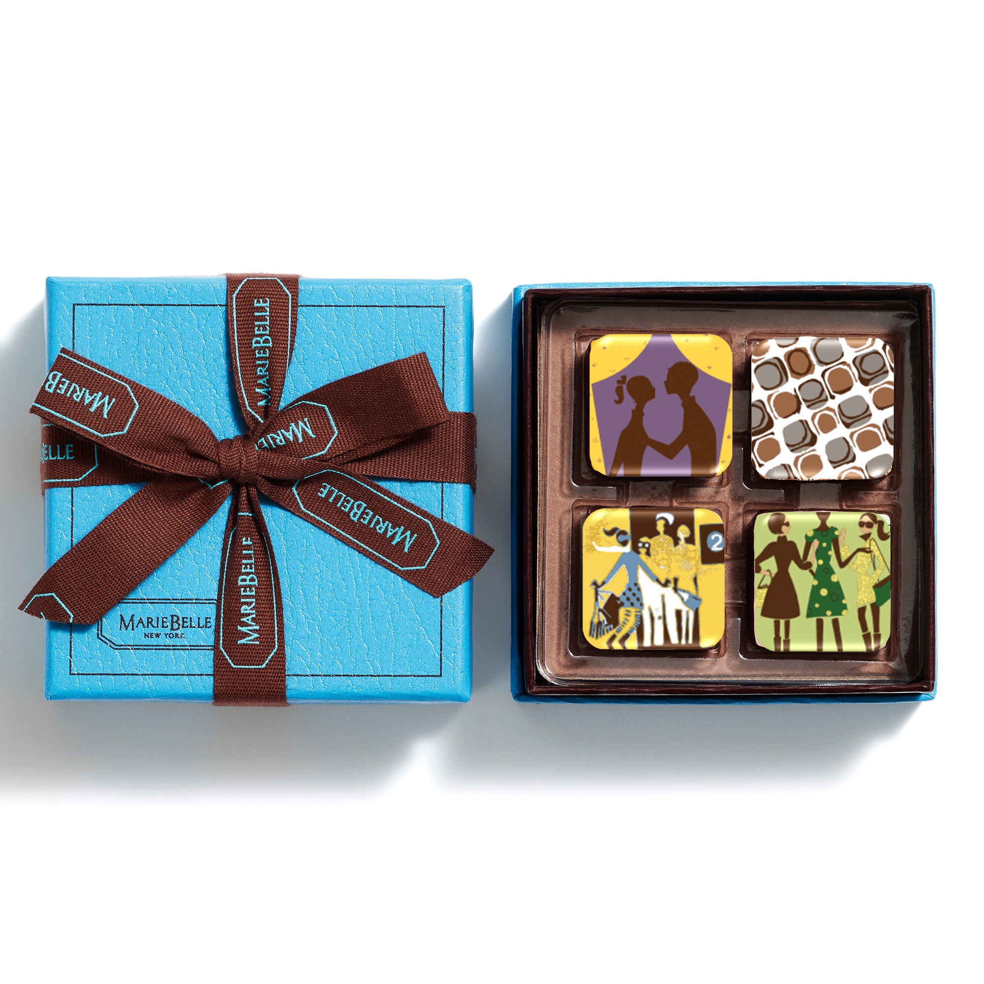 4pc Chocolate Ganache Blue Box